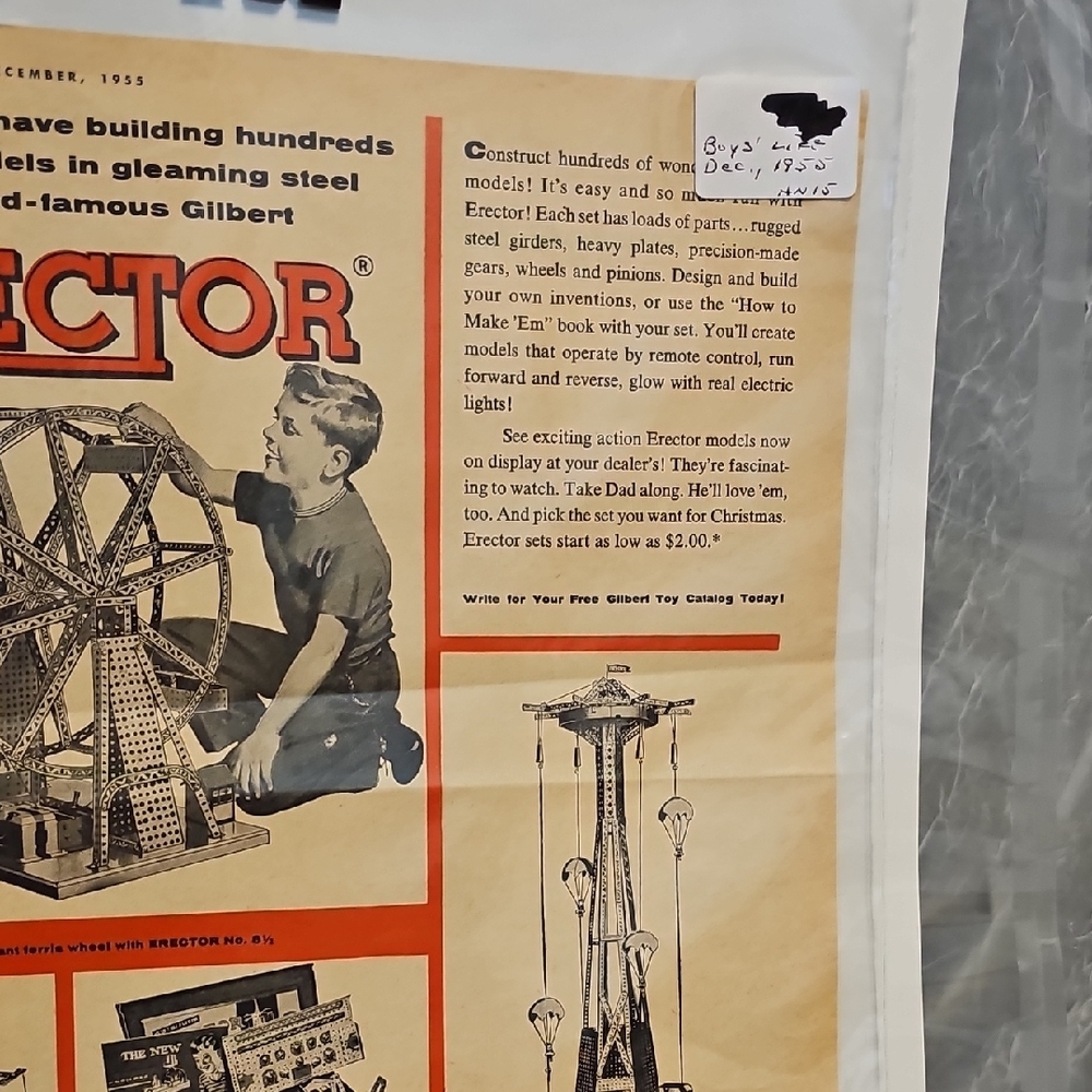 Vintage Goodyear Bike Tires Advertisement / Back Erector Set Advertisement 1955 - Picture 10 of 12